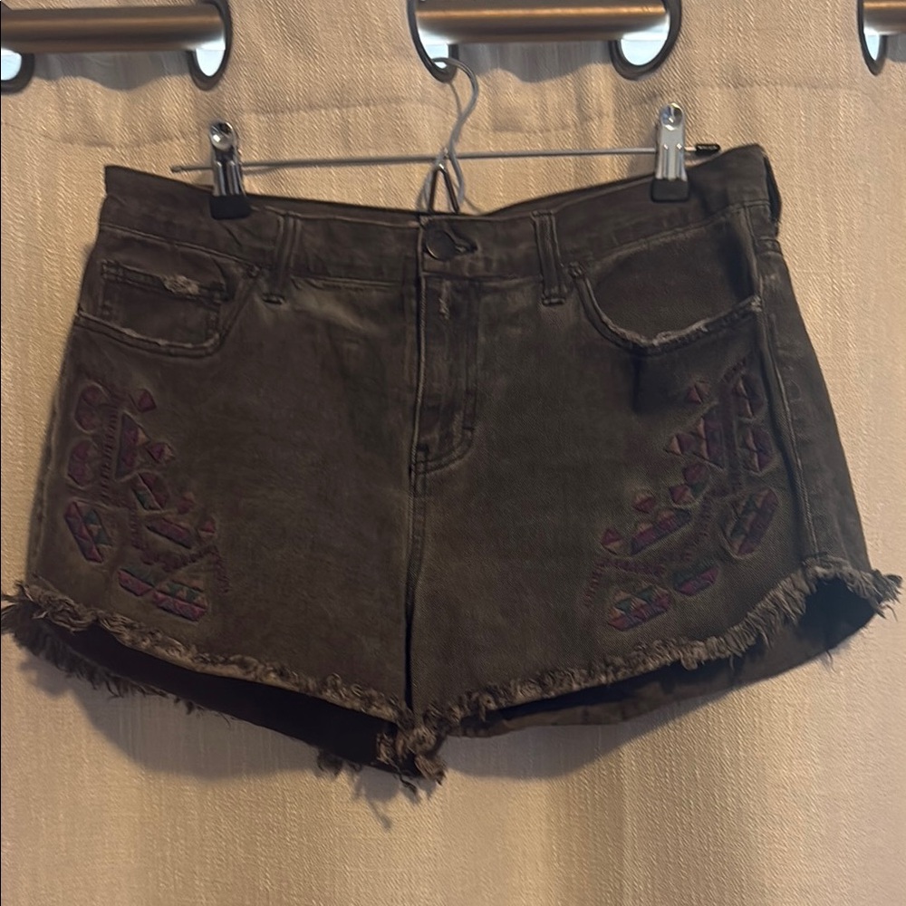 Free People Brown Jean Shorts Distressed Cut-Off Style